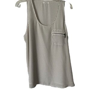 Maurices XL White Black Polka Dot Sleeveless Tank Top Zipper Sides Pocket